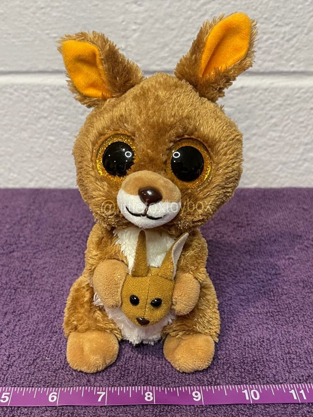 Ty Beanie Boos Kipper Kangaroo Plush Joey Brown Gold Sparkle Eyes Australian ESA